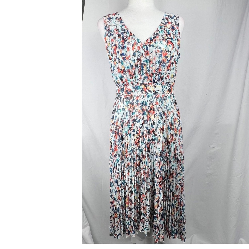Anthropologie Plenty by Tracy Reese Dress 4 Morgan Multi Speckle Pleated Hi Low - Picture 2 of 11